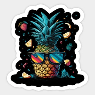 Funny Pineapple Gift Retro Vintage Funny Beach Summer Sticker